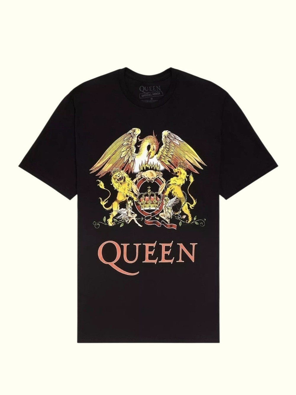 Queen Official Crest Logo Black Band Tee Sz M 20-24 P2P & Sz XL 25-30 P2P New